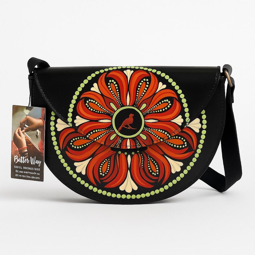 Better Way Designs Hand Painted Leather Purse Shoulder Bag Cardinal Art